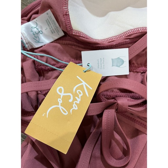 Women's Kona Sol Gathered Modern One Piece Swimsuit Mauvewood Large swim 1222 - Picture 9 of 10